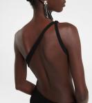 Асимметричное платье-мини из крепа с вырезом Mônot - фото 6