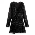 Платье Scotch & Soda Draped Front long sleeve short, черный - фото 3