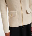 Утепленный кардиган из девственной шерсти Moncler, белый - фото 5