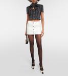 Мини-юбка букле из твида в клетку Alessandra Rich, белый - фото 2