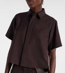 Укороченная рубашка Sacai, коричневый - фото 5