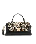 Элегантная сумочка украшенная леопардовым принтом Kazar, черный - фото