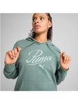 Толстовка с капюшоном Script Comfort зеленого цвета Puma - фото 3