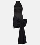 Мини-платье из сатина с бантом Rotate, черный - фото