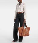 Кожаная сумка-тоут Saint Laurent, Brown - фото 5