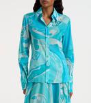 Хлопковая рубашка с орхидеями Pucci, Turquoise - фото 3