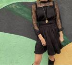 Черное мини-платье с кружевными ярусами Current air - фото 2