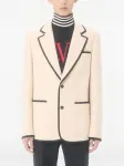 Однобортный пиджак с кантом Valentino Garavani, кремовый - фото 3