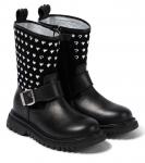 Украшенные кожаные сапоги Monnalisa, черный - фото