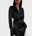 Шёлковый сатиновый топ Eivie с запахом The Row, Black - фото 6