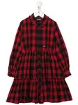 Клетчатое платье с длинными рукавами DSQUARED2 KIDS, черный - фото