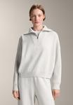Джемпер OYSHO RIB KNIT HALF-ZIP, Mottled Light Grey/Light Grey - фото