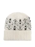 Шапка бини с кристаллами Moncler, белый - фото