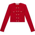 Кардиган на пуговицах в виде сердечек Self-portrait, Истинно красный - фото 2