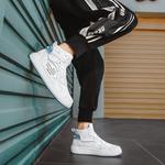 Кроссовки для скейтбординга унисекс высокие серо-голубые WARRIOR, бело-черные - фото 6