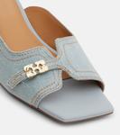 Босоножки-мюли Butterfly с клином Ganni, Niagara Mist - фото 5