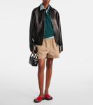 Кожаная куртка с логотипом Miu Miu, Nero - фото 2