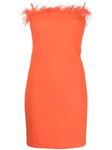 Patrizia Pepe платье мини без бретелей с перьями, оранжевый - фото
