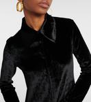 Бархатное платье-рубашка Jil Sander, черный - фото 4