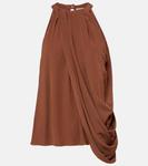 Топ из крепа с драпировкой и халтерне JW Anderson, Chestnut - фото