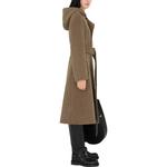 Burberry Длинное пальто с капюшоном и поясом, Mud Sand - фото 7