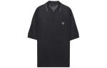 Рубашка-поло мужская Prada на трех пуговицах, черный - фото