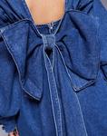 Джинсовое мини-платье с длинными рукавами и бантом сзади синего цвета Asos Luxe - фото 2