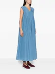 Плиссированное платье с V-образным вырезом 'S Max Mara, синий - фото 3