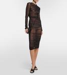 Сетчатое платье миди со сборками Mugler, черный - фото 2