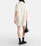 Лого хлопковое флисовое платье-поло Prada, Naturale - фото 3