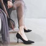 Туфли на высоком каблуке Xingdiman, женские, черные, замша, каблук 8 см [подарочный набор] - фото 3