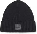 Мужская шапка-бини Hugo Boss Flavio Ribbed, черная - фото