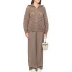 Стильный сетчатый кардиган с капюшоном Brunello Cucinelli, Umber - фото 4