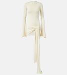 Мини-платье из смесового шелка со сборками Aya Muse, белый - фото