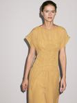 Платье миди с вышитой деталью Massimo Dutti, горчично-желтый - фото 4