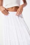Юбка миди со вставками и эластичным поясом Pull And Bear, белый - фото 4