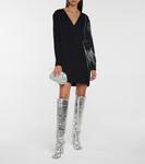 Мини-платье из крепа с принтом Dries Van Noten, черный - фото 2