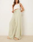 Льняные брюки ASOS DESIGN цвета шалфея - фото