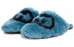 Шлепанцы женские Gucci меховые, синий - фото 2