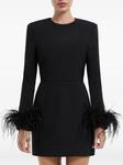 POST MERIDIEM платье мини с перьями, черный - фото 5