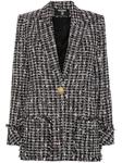 Balmain однобортный твидовый пиджак, черный - фото
