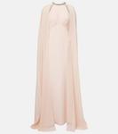 Платье из шифона с капюшоном и декоративными элементами Roland Mouret, Pink - фото