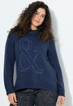 Джемпер Ulla Popken TEXTURED EMBROIDERY SWEATER, Ink Blue/Blue - фото
