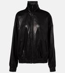 Кожаная куртка с логотипом Acne Studios, черный - фото