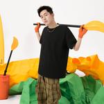 Футболка унисекс HUANQIU, белый вересково-серый (черный текст Q Global с логотипом на груди) - фото 5