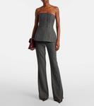 Двубортная полосатая блузка Carolina Herrera, charcoal Grey M - фото 2