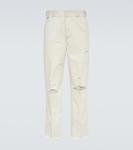 Хлопковые брюки прямого кроя с эффектом потертости Undercover, серый - фото