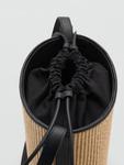 Coin Medium Raffia сумка-ведро на шнурке Mango, Black - фото 3