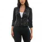 Женский бархатный укороченный блейзер Nina Leonard, черный - фото