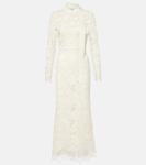 Платье миди из тюля с цветочной вышивкой Elie Saab, белый - фото